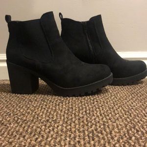 Black Suede Platform Booties